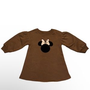 BABY GAP - Girls Disney Velour Minnie Mouse Face with Sparkly Gold Bow Dress